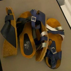 Two Pair Yokono Leather Upper, Cork Footbed and Rubber Sole Sandals